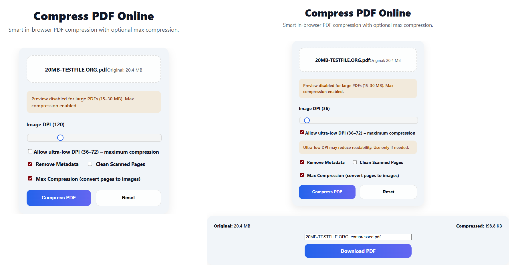 How to compress PDF below 200KB without losing quality